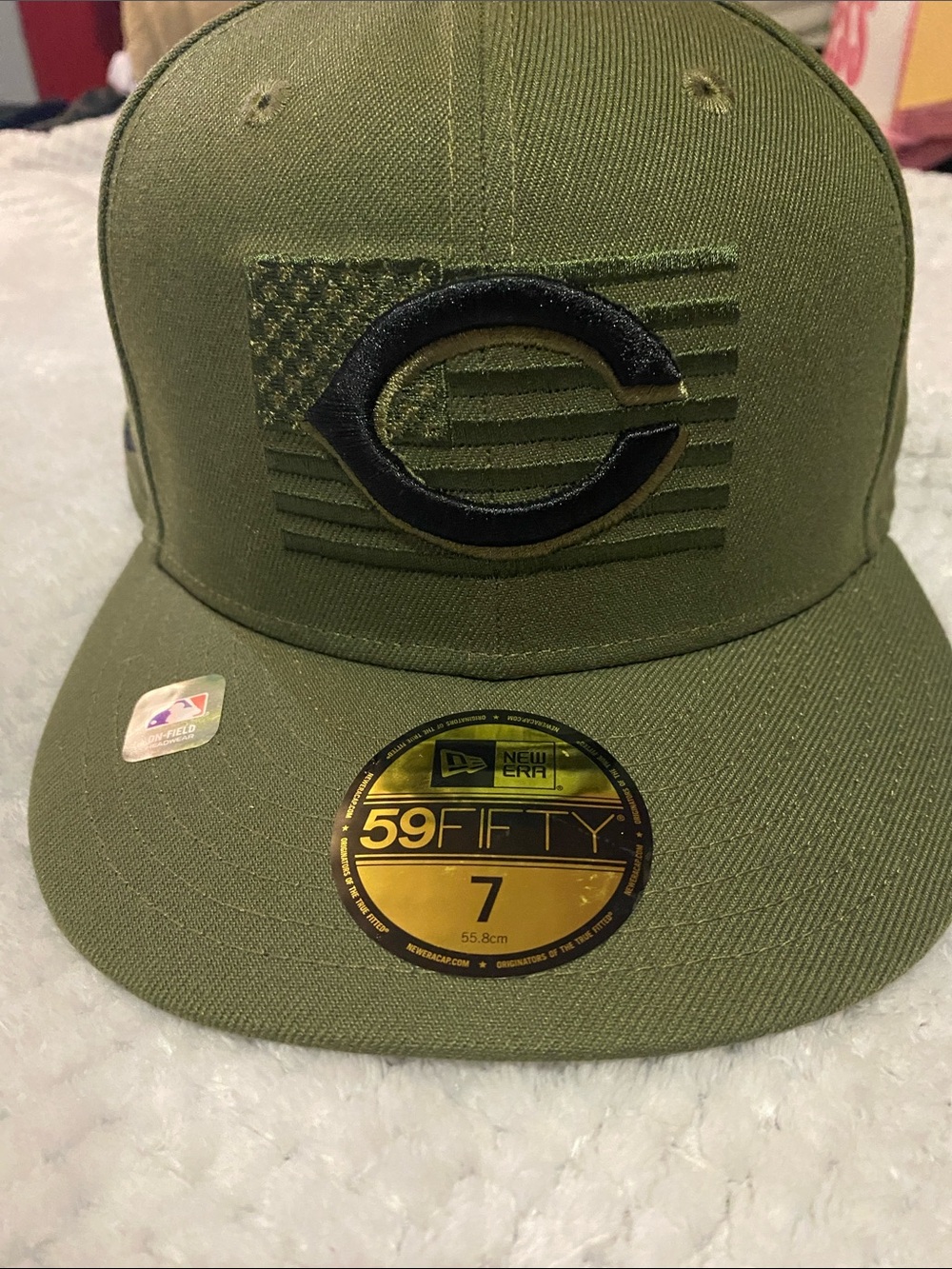 New Era Olive Green 59FIFTY Fitted Cap with Black Raised Logo